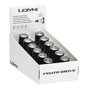 Комплект Lezyne LED FEMTO DRIVE BOX SET FRONT, черный, Набор Lezyne включает в себя 12 FRONT LED FEMTO DRIVE