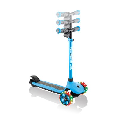 Електросамокат Globber E-MOTION 4 блакитний, колеса з підсвіткою, 50кг, 6+, 3 колеса