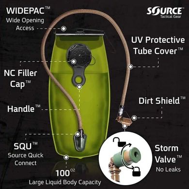 Питьевая система Source WXP 3L Storm valve, Olive