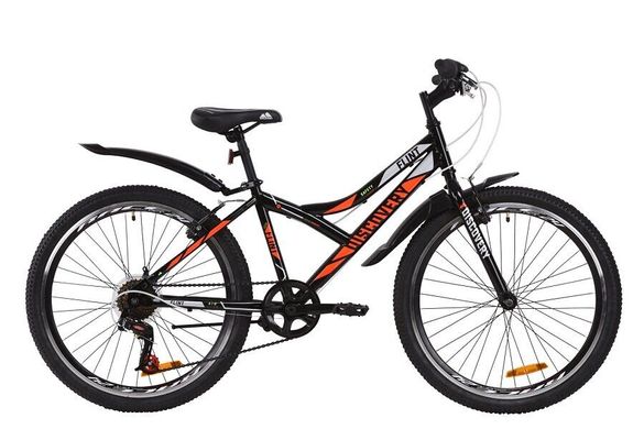 Велосипед Discovery 24 FLINT Vbr рама-14" ST с крылом Pl 2020, черно-оранжевый с серым