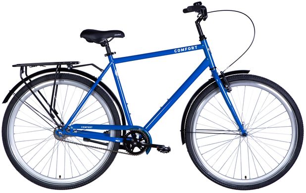 Велосипед 28 Dorozhnik COMFORT MALE Velosteel frame-22 синий с багажником заднего St с крылом St 2024