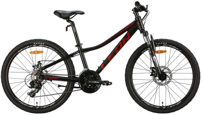 Велосипед 24" Leon JUNIOR AM DD рама-12" чорний з червоним (матовий) 2024