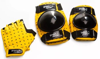 Защита набор Green Cycle для детей FLASH наколенники, налокотники, перчатки, желто-черный