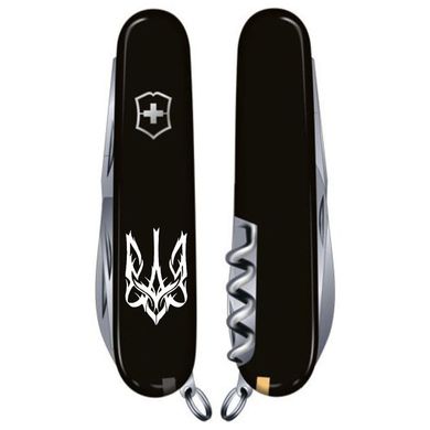 Нож складной Victorinox HUNTSMAN UKRAINE, Тризуб готический белый, 1.3713.3_T0630u
