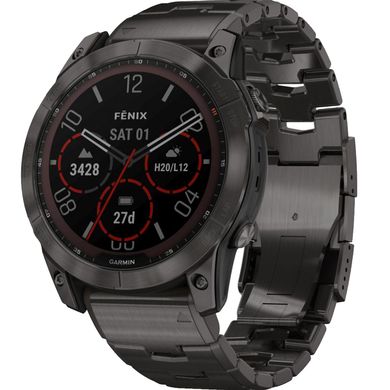 Смарт часы Garmin fenix 7X Sapph Sol Carbon Gray DLC Ti, GPS