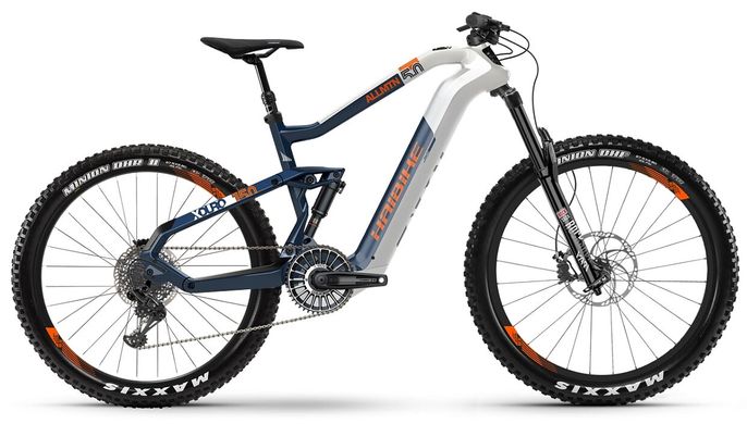 Велосипед Haibike XDURO AllMtn 5.0 Carbon FLYON i630Wh 11 s. NX 27.5", рама М, бело-сине-серый, 2020