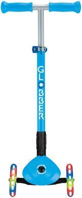 Самокат Globber PRIMO FOLDABLE LIGHTS, голубой, колеса с подсветкой, 50кг, 3+