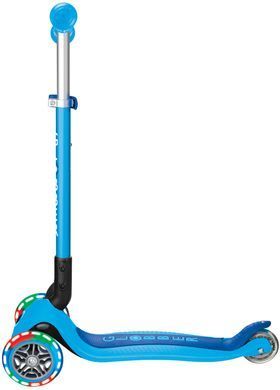 Самокат Globber PRIMO FOLDABLE LIGHTS, голубой, колеса с подсветкой, 50кг, 3+