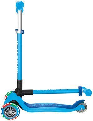 Самокат Globber PRIMO FOLDABLE LIGHTS, голубой, колеса с подсветкой, 50кг, 3+