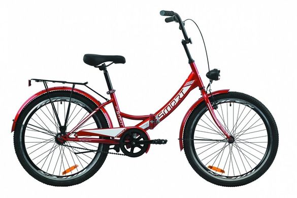 Велосипед 24" Formula SMART с багажником зад St, с крылом St, с фонарём, 2020, красный