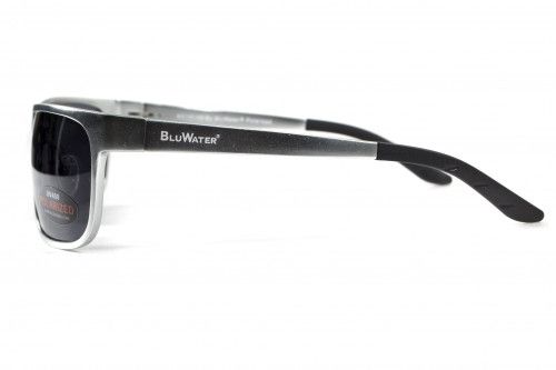 Окуляри поляризаційні BluWater Alumination-2 Silver Polarized (gray) чорні в сріблястій оправі