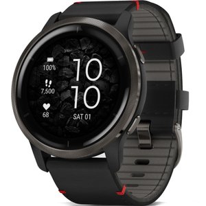 Смарт годинник Garmin Venu 2, GPS, Wi-Fi, Black + Slate, Leather