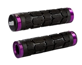 Грипсы ODI Rogue MTB Lock-On Bonus Pack Black w/Purple Clamps, черные с фиолетовыми замками
