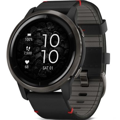 Смарт часы Garmin Venu 2, GPS, Wi-Fi, Black + Slate, Leather
