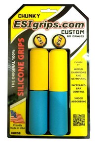 Грипсы ESI Chunky Custom (желто-голубые)