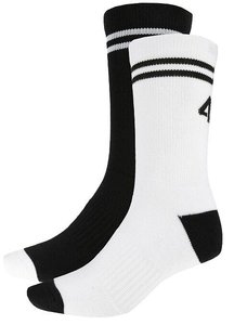 Шкарпетки 4F 2 пари високі плотні колір: чорний білий з смугами