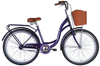 Велосипед ST 26" Dorozhnik AQUAMARINE с багажником задн St с корзиной Pl с крылом St 2024 (темно-фиолетовый)