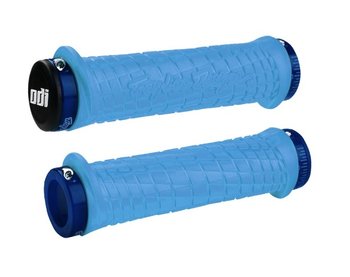 Грипсы ODI Troy Lee Designs Signature MTB Lock-On Bonus Pack Aqua w/Blue Clamps, гол. с син. зам