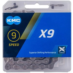 Цепь KMC X9 Grey 9 скоростей, 114 звеньев, серый + замок
