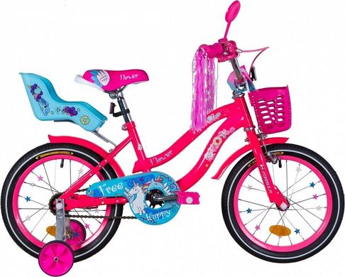 Велосипед 16 "Formula FLOWER PREMIUM, 2020, рожевий з блакитним