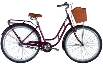 Велосипед 28 Dorozhnik RETRO Velosteel рама-19" малиновий з багажником задн St з корзиною Pl з крылом St 2024