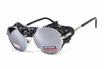 Окуляри захисні Global Vision Aviator-5 (silver mirror) дзеркальні чорні, зі з'ємним ущільнювачем із синтетичної "шкіри"