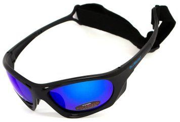 Окуляри поляризаційні BluWater Hydro Polarized (G-Tech&trade; blue) Anti-Fog, дзеркальні сині в чорній оправі