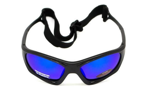 Окуляри поляризаційні BluWater Hydro Polarized (G-Tech&trade; blue) Anti-Fog, дзеркальні сині в чорній оправі