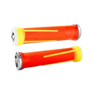Грипсы ODI AG-1 Signature Fl.Orange/Fl. Yellow w/ Silver clamps (желто - оранжевые с серебряными замками)