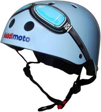 Шлем детский Kiddimoto очки пилота, голубой, размер S 48-53см