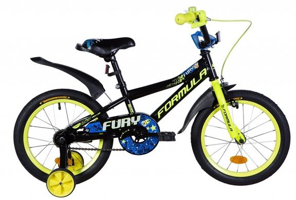 Велосипед 16" Formula FURY, 2020, черно-желтый с синим