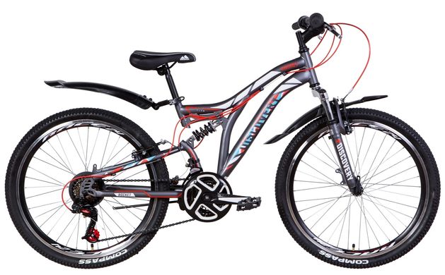 Велосипед 24" Discovery ROCKET (графитово-белый с красным (м))