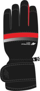 Перчатки лыжные 4F цвет: черный красно-серая полоса