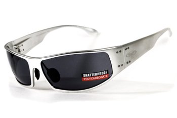 Окуляри захисні Global Vision Bad-Ass-2 Silver (gray), сірі в сріблястій металевій оправі