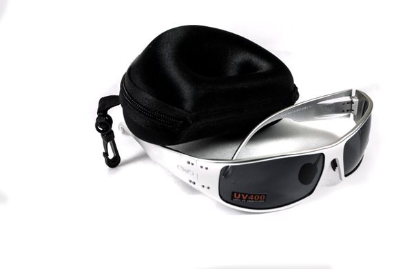 Очки защитные открытые Global Vision Bad-Ass-2 Silver (gray), серые серебристой металлической оправе