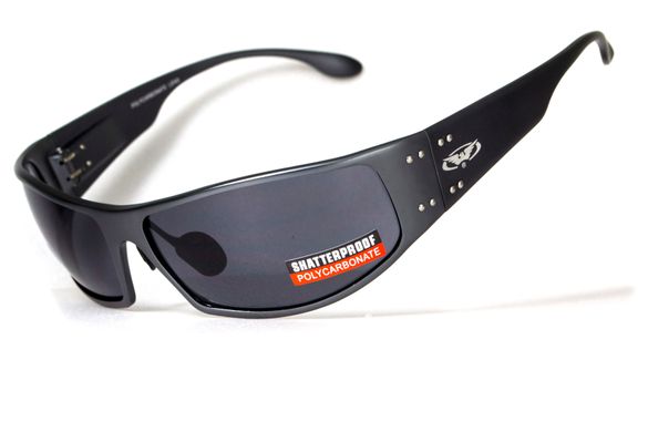 Очки защитные открытые Global Vision Bad-Ass-2 GunMetal (gray), серые в тёмной металлической оправе