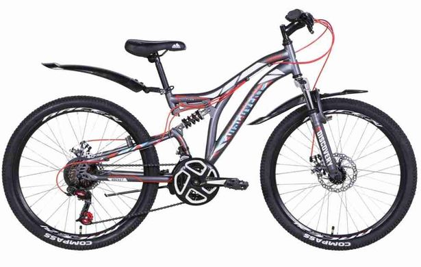 Велосипед 24 "Discovery ROCKET DD 2021 (графитово-білий з червоним (м))