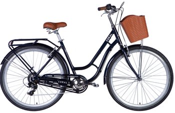 Велосипед AL 28" Dorozhnik CORAL FRW Vbr с багажником задн St с корзиной Pl с крылом St 2024 (темно-синий)