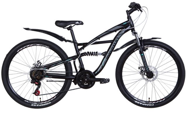 Велосипед 26" Discovery TRON 2021 (черно-серый с бирюзовым (м))