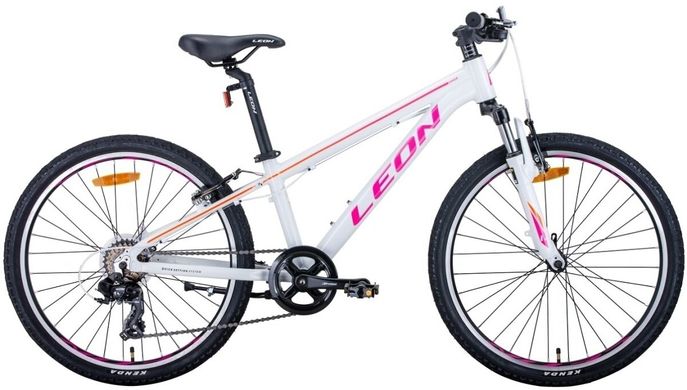 Велосипед 24 "Leon JUNIOR AM 2020, біло-малиновий з помаранчевим