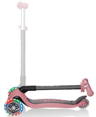 Самокат Globber PRIMO FOLDABLE LIGHTS, пастельно-розовый, колеса с подсветкой, 50кг, 3+