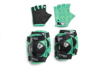 Защита Green Cycle для детей Flash наколенники, налокотники, перчатки, зеленый S(р)