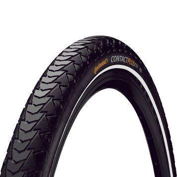 Покришка Continental Contact Plus, 28" | 700 x 35C | 28 x 1 3/8 x 1 5/8, чорна, не доладна, світловідбивна