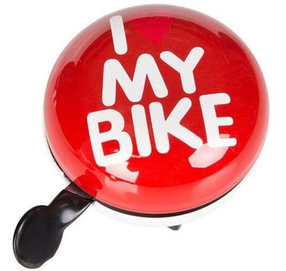 Дзвінок Green Cycle GCB-1058S I love my bike диаметр 80мм червоний