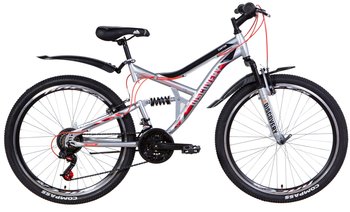 Велосипед 26" Discovery CANYON 2021 (серебристо-черный с красным)