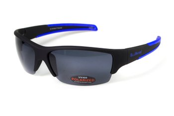 Окуляри поляризаційні BluWater Daytona-2 Polarized (gray) чорні в чорно-синій оправі