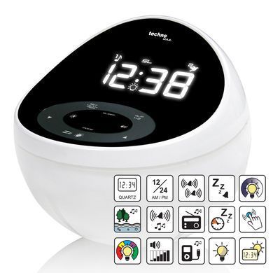 Годинник настільний з радіо Technoline WT500 Black/White (WT500)