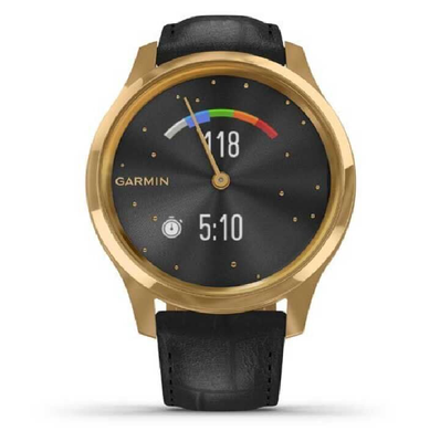 Фитнес часы Garmin vivomove Luxe, Pure Gold-Black, Leather
