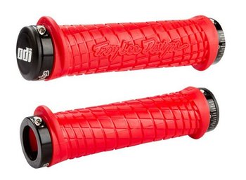 Гріпси ODI Troy Lee Designs Signature MTB Lock-On Bonus Pack Red w/ Black Clamps (красные с черными замками)