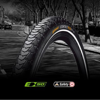 Покришка Continental Contact Plus,28" | 700 x 47C (45C) | 28 x 1.75, чорна, не доладна, світловідбивна